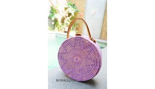 unique circle handbag rattan syntethic purple